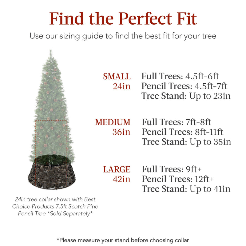 Basket Woven Hyacinth Christmas Holiday Tree Collar - 24in