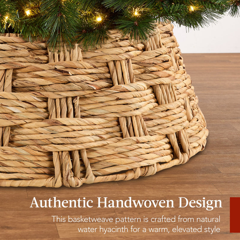 Basket Woven Hyacinth Christmas Holiday Tree Collar - 36in - Kivo Store