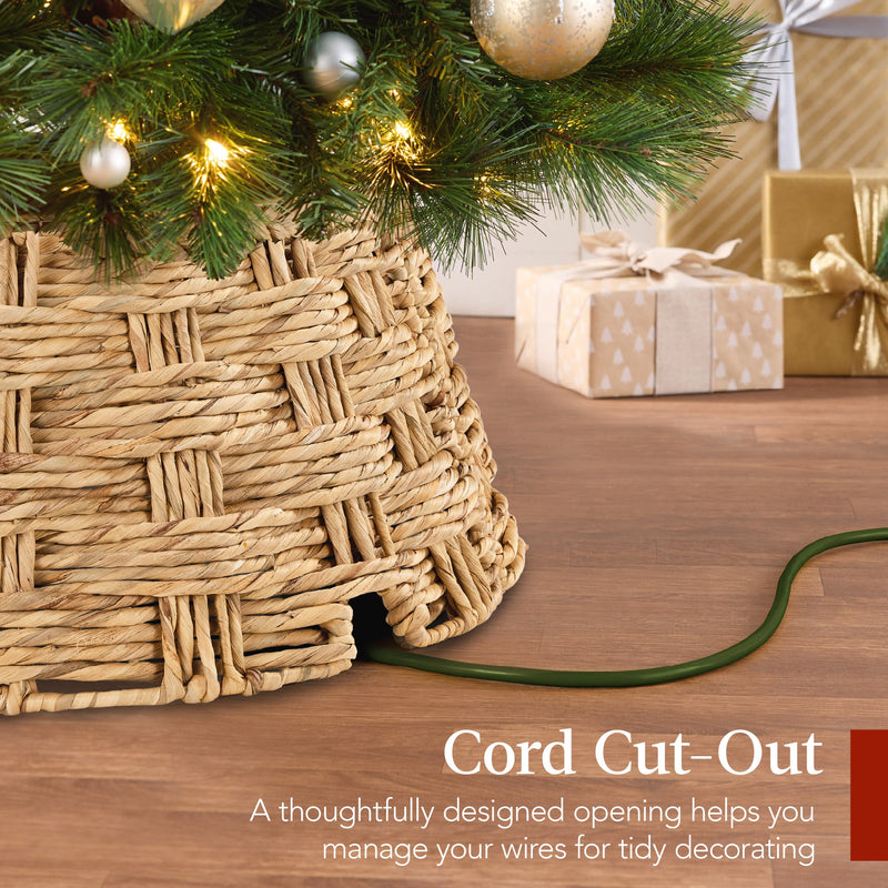Basket Woven Hyacinth Christmas Holiday Tree Collar - 36in - Kivo Store
