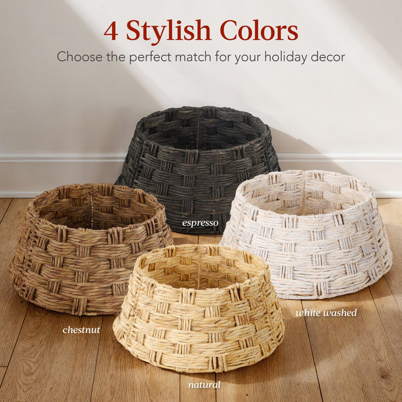 Basket Woven Hyacinth Christmas Holiday Tree Collar - 36in - Kivo Store