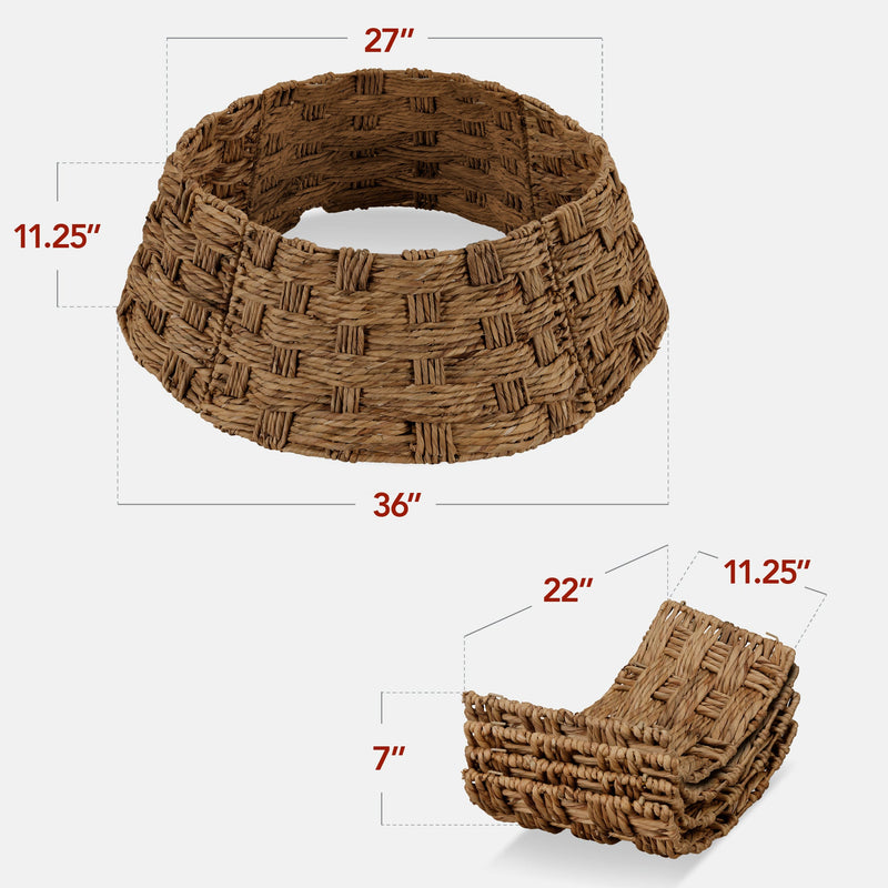 Basket Woven Hyacinth Christmas Holiday Tree Collar - 36in - Kivo Store