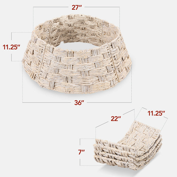 Basket Woven Hyacinth Christmas Holiday Tree Collar - 36in - Kivo Store