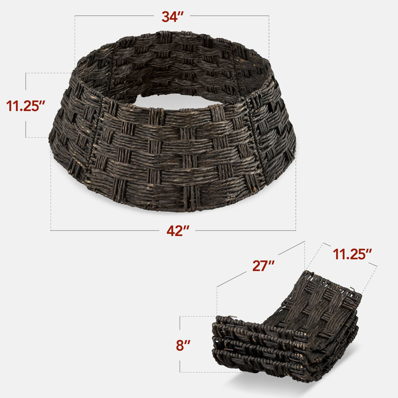 Basket Woven Hyacinth Christmas Holiday Tree Collar - 42in - Kivo Store