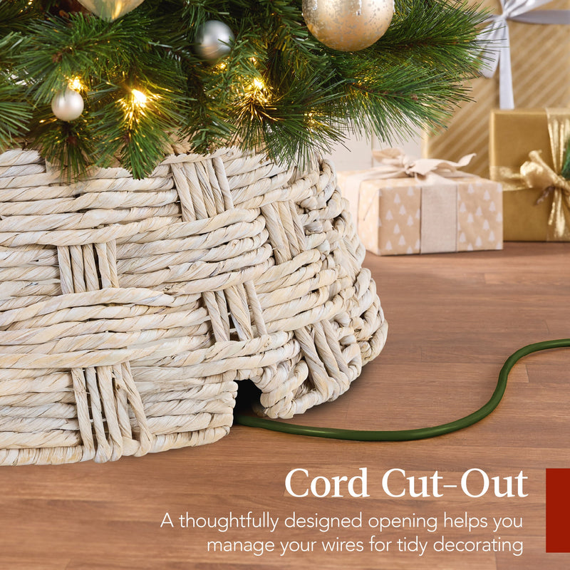 Basket Woven Hyacinth Christmas Holiday Tree Collar - 42in - Kivo Store