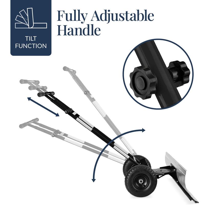 2-Wheel Snow Pusher w/ Adjustable Handle, Reflective Tape - 36in - Kivo Store