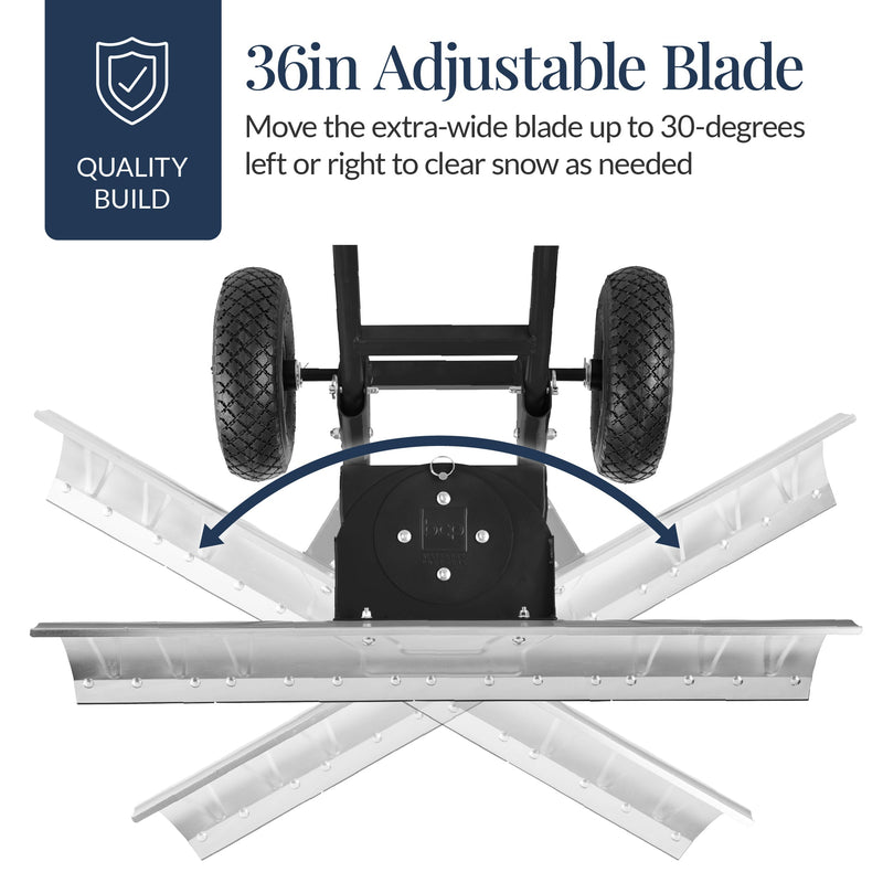 2-Wheel Snow Pusher w/ Adjustable Handle, Reflective Tape - 36in - Kivo Store