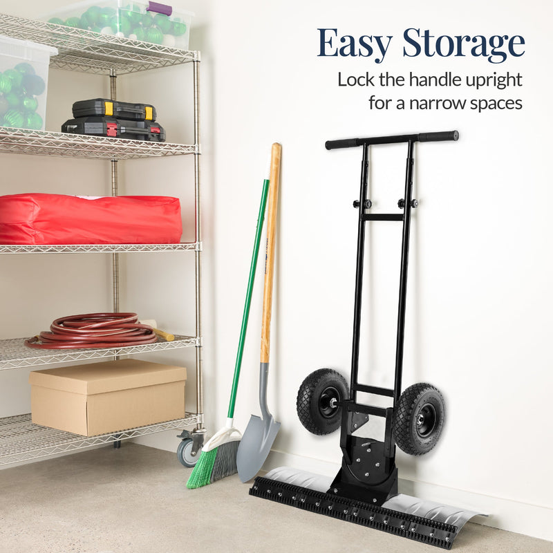 2-Wheel Snow Pusher w/ Adjustable Handle, Reflective Tape - 36in - Kivo Store