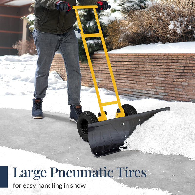 2-Wheel Snow Pusher w/ Adjustable Handle, Reflective Tape - 36in - Kivo Store