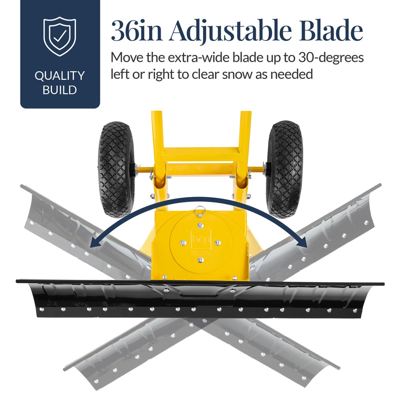 2-Wheel Snow Pusher w/ Adjustable Handle, Reflective Tape - 36in - Kivo Store