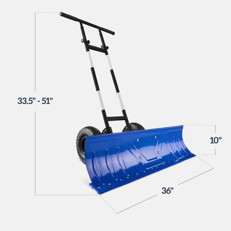 2-Wheel Snow Pusher w/ Adjustable Handle, Reflective Tape - 36in - Kivo Store