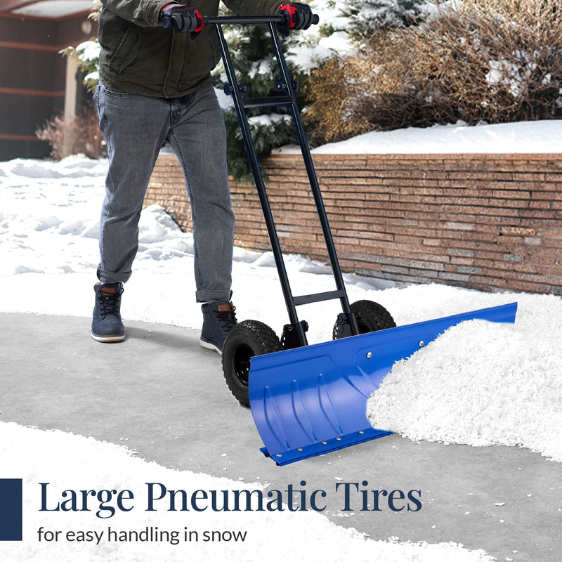 2-Wheel Snow Pusher w/ Adjustable Handle, Reflective Tape - 36in - Kivo Store