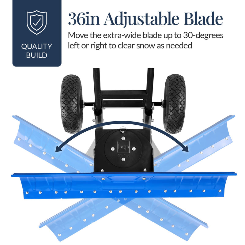 2-Wheel Snow Pusher w/ Adjustable Handle, Reflective Tape - 36in - Kivo Store