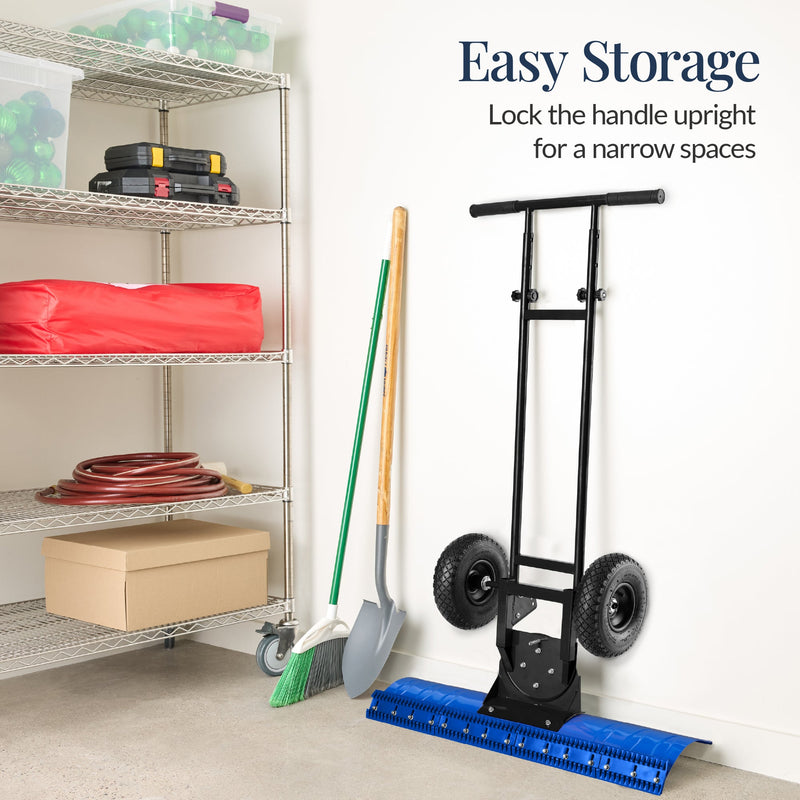 2-Wheel Snow Pusher w/ Adjustable Handle, Reflective Tape - 36in - Kivo Store
