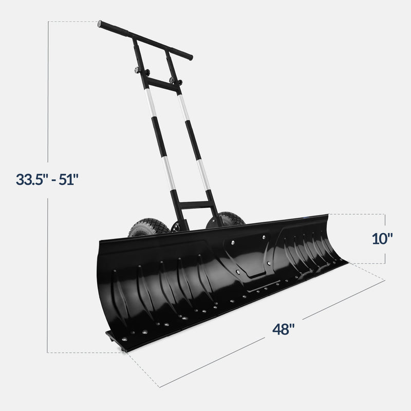 2-Wheel Snow Pusher w/ Adjustable Handle, Reflective Tape - 48in - Kivo Store