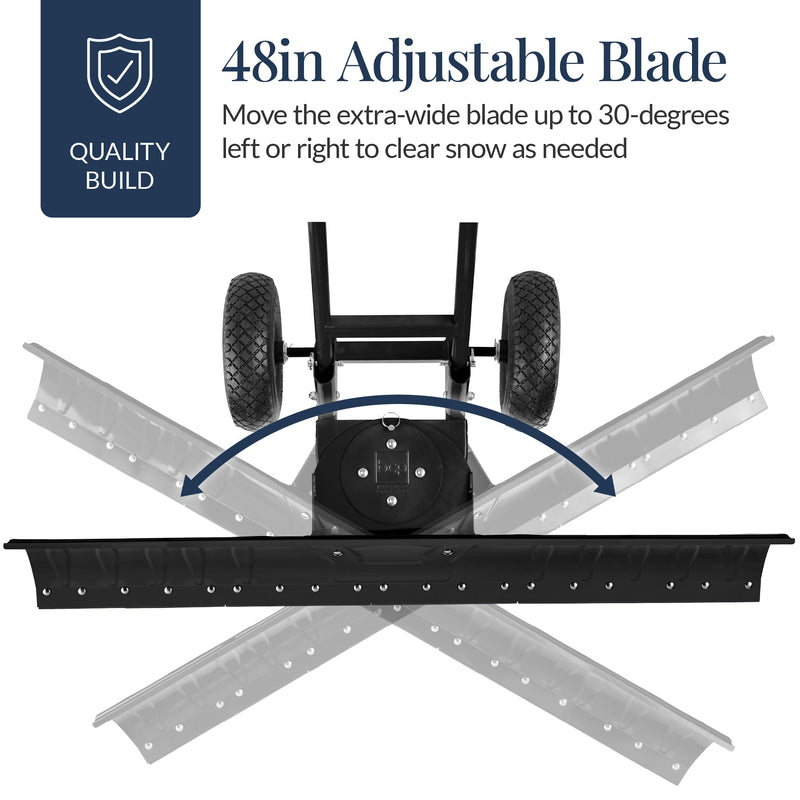 2-Wheel Snow Pusher w/ Adjustable Handle, Reflective Tape - 48in - Kivo Store