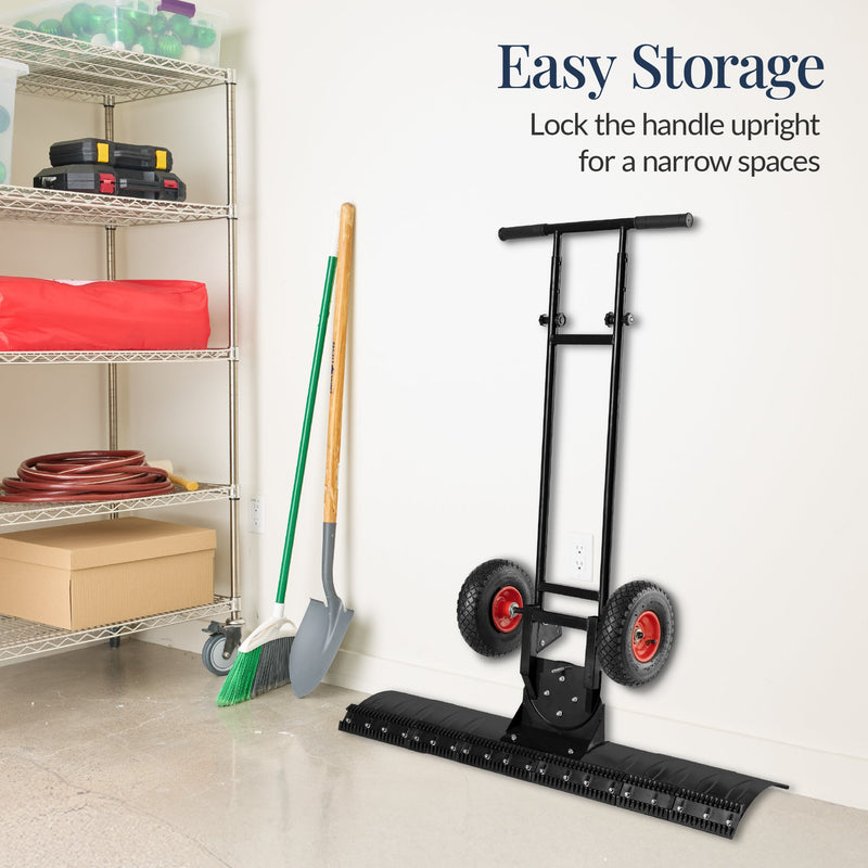 2-Wheel Snow Pusher w/ Adjustable Handle, Reflective Tape - 48in - Kivo Store