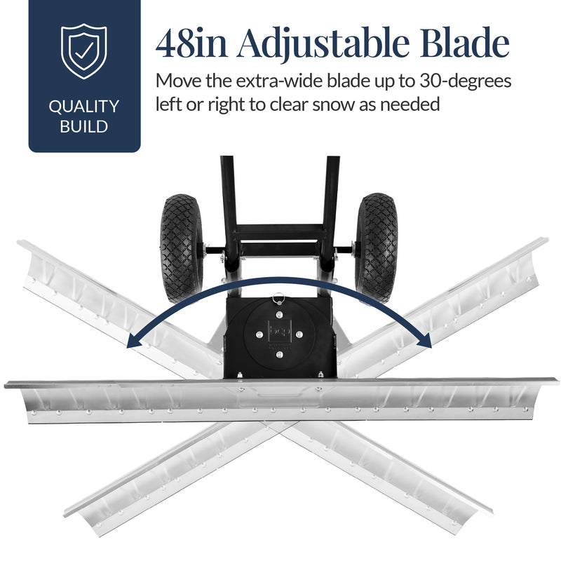 2-Wheel Snow Pusher w/ Adjustable Handle, Reflective Tape - 48in - Kivo Store