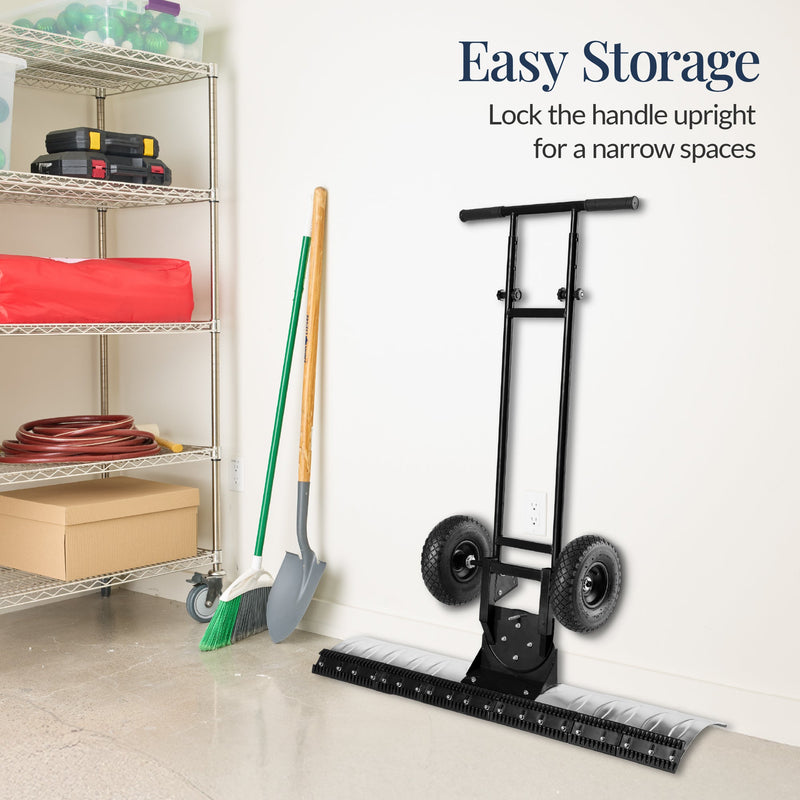 2-Wheel Snow Pusher w/ Adjustable Handle, Reflective Tape - 48in - Kivo Store