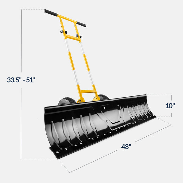 2-Wheel Snow Pusher w/ Adjustable Handle, Reflective Tape - 48in - Kivo Store