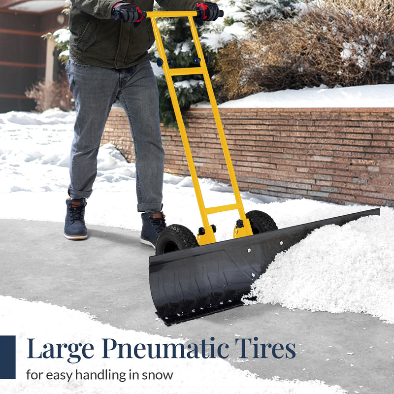 2-Wheel Snow Pusher w/ Adjustable Handle, Reflective Tape - 48in - Kivo Store