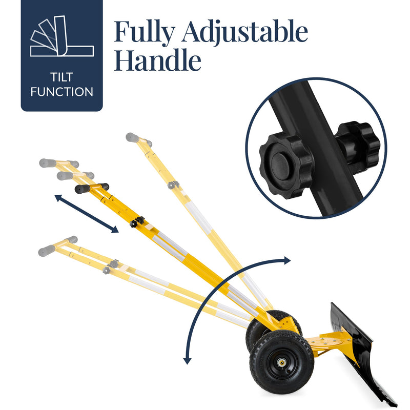 2-Wheel Snow Pusher w/ Adjustable Handle, Reflective Tape - 48in - Kivo Store