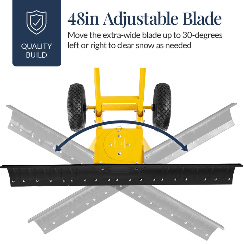 2-Wheel Snow Pusher w/ Adjustable Handle, Reflective Tape - 48in - Kivo Store