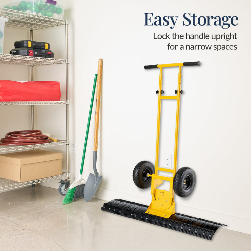 2-Wheel Snow Pusher w/ Adjustable Handle, Reflective Tape - 48in - Kivo Store