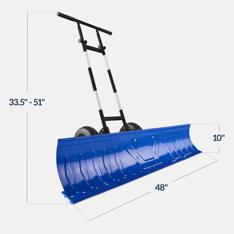 2-Wheel Snow Pusher w/ Adjustable Handle, Reflective Tape - 48in - Kivo Store