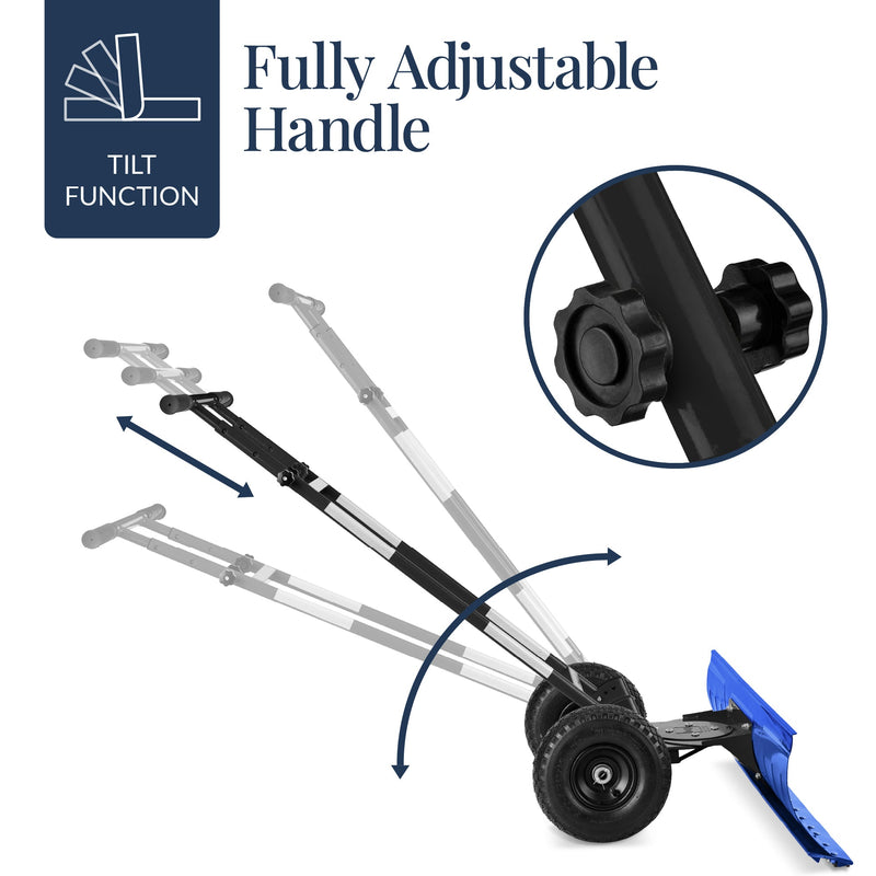 2-Wheel Snow Pusher w/ Adjustable Handle, Reflective Tape - 48in - Kivo Store