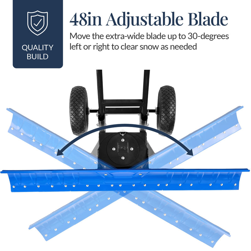2-Wheel Snow Pusher w/ Adjustable Handle, Reflective Tape - 48in - Kivo Store