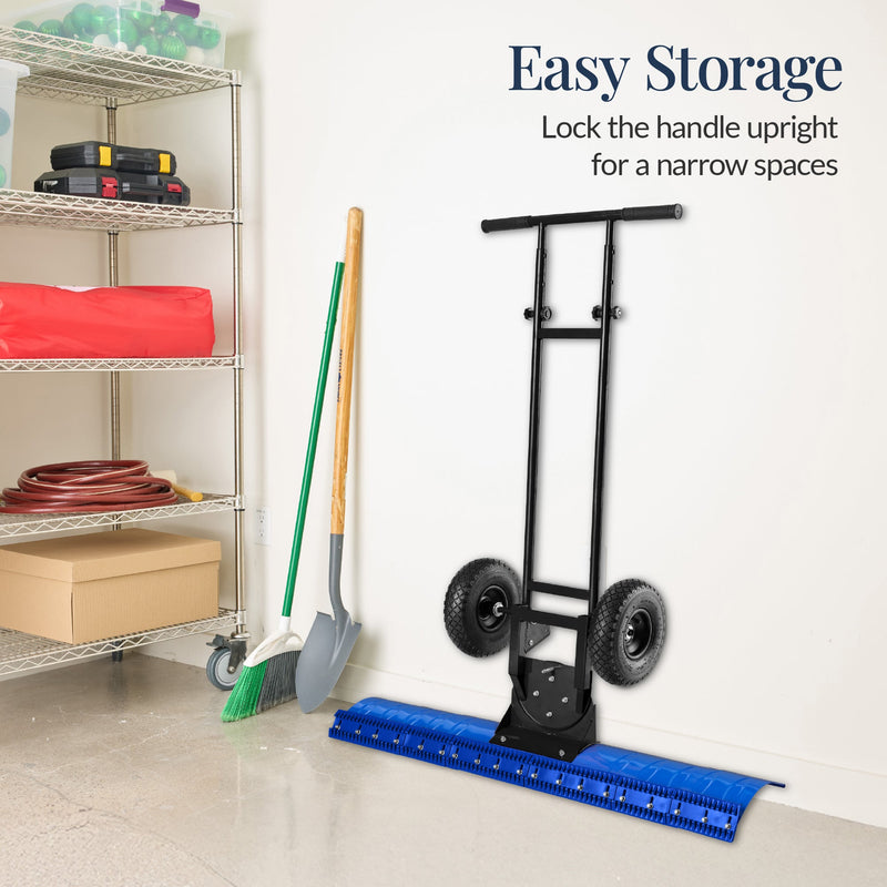 2-Wheel Snow Pusher w/ Adjustable Handle, Reflective Tape - 48in - Kivo Store