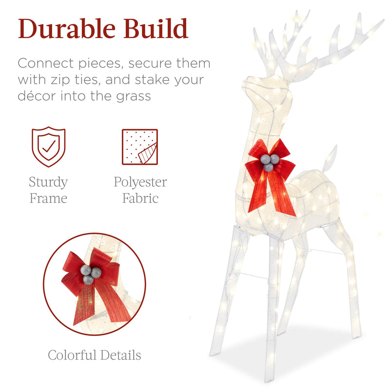 XL Lighted Christmas Reindeer & Sleigh Outdoor Decor Set w/ LED Lights - Kivo Store