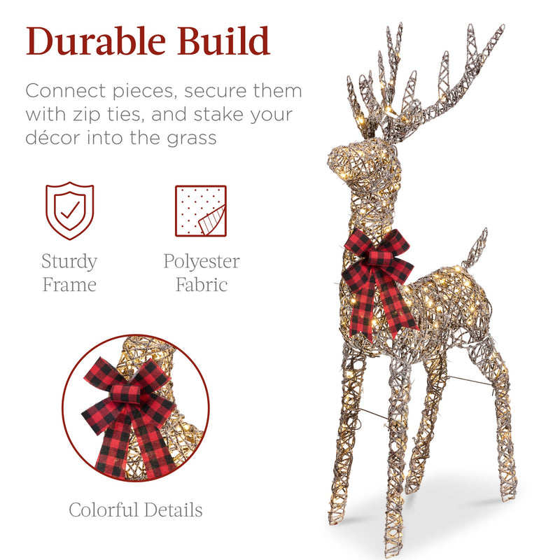 XL Lighted Christmas Reindeer & Sleigh Outdoor Decor Set w/ LED Lights - Kivo Store