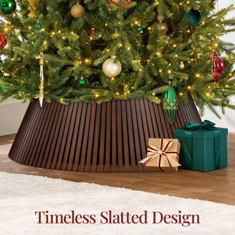 Christmas Tree Collar, Solid Wood Slatted Tree Accessory - 36in - Kivo Store