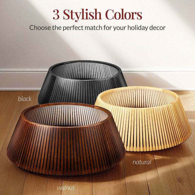 Christmas Tree Collar, Solid Wood Slatted Tree Accessory - 36in - Kivo Store