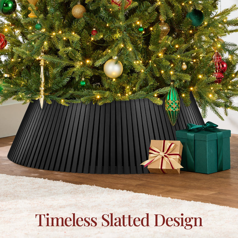 Christmas Tree Collar, Solid Wood Slatted Tree Accessory - 42in - Kivo Store