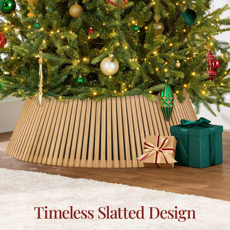 Christmas Tree Collar, Solid Wood Slatted Tree Accessory - 42in - Kivo Store
