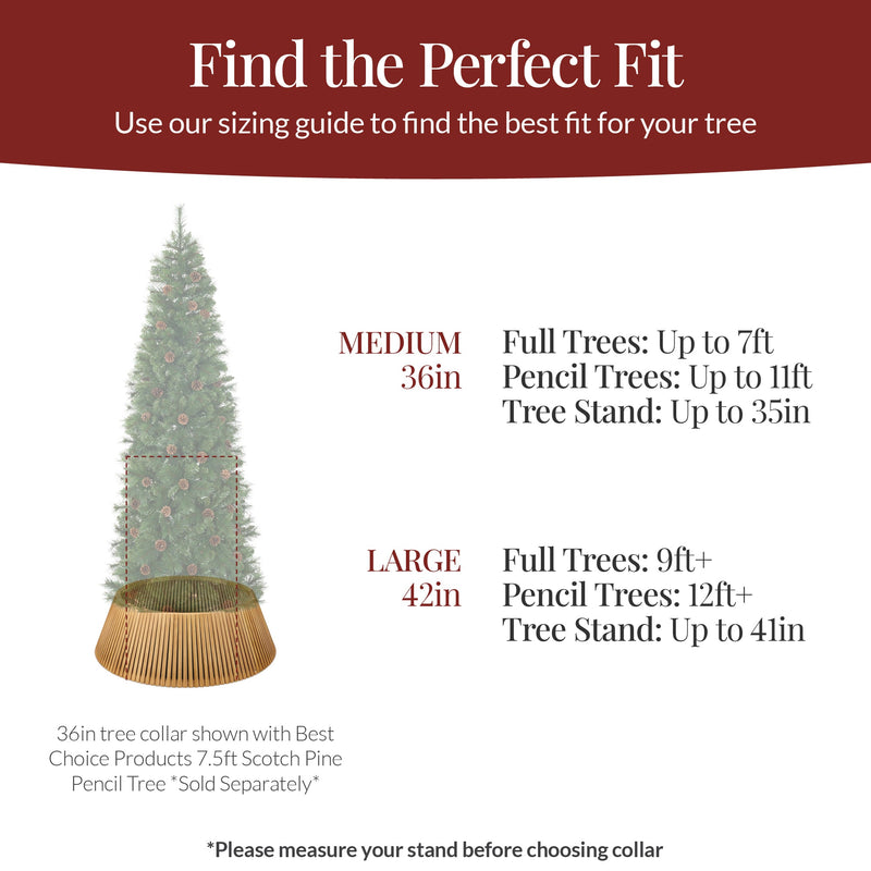 Christmas Tree Collar, Solid Wood Slatted Tree Accessory - 42in - Kivo Store
