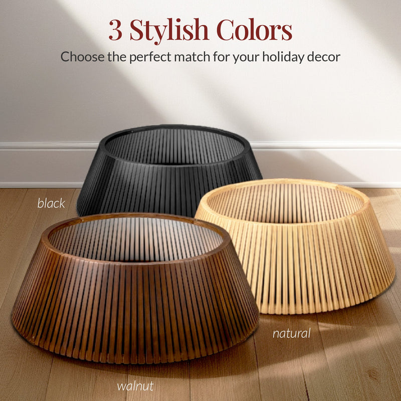 Christmas Tree Collar, Solid Wood Slatted Tree Accessory - 42in - Kivo Store