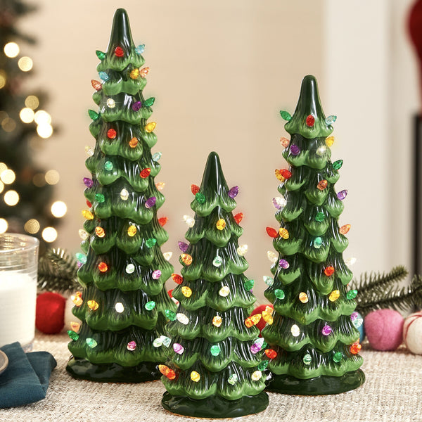 Best Choice Products Set of 3 XL Pre-Lit Ceramic Tabletop Christmas Trees - Kivo Store