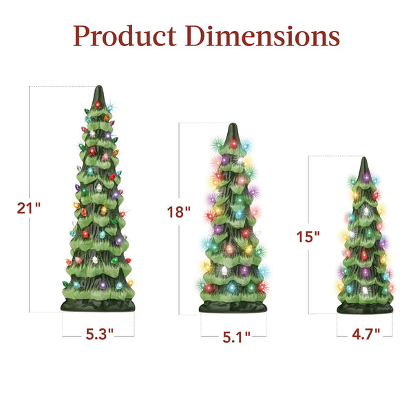 Best Choice Products Set of 3 XL Pre-Lit Ceramic Tabletop Christmas Trees - Kivo Store