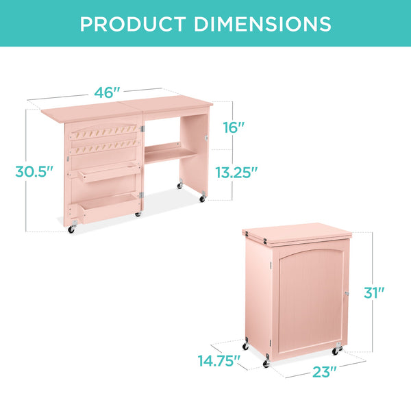 Folding Sewing Table Multipurpose Craft Station & Side Table w/ Wheels - Kivo Store
