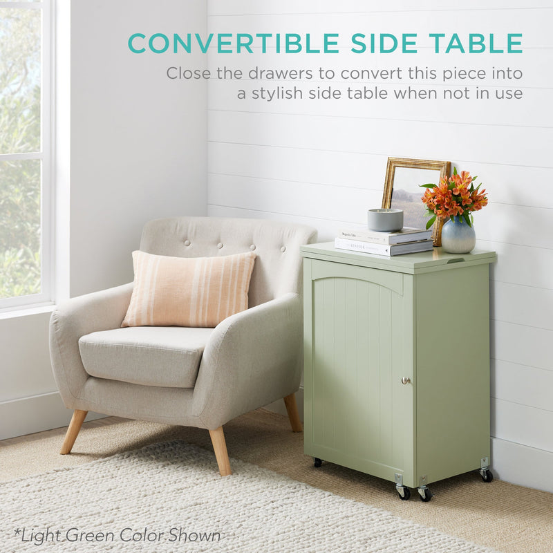 Folding Sewing Table Multipurpose Craft Station & Side Table w/ Wheels - Kivo Store