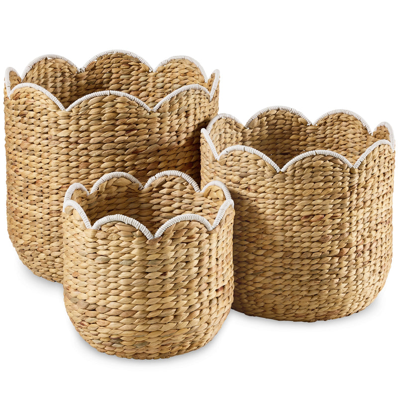 Scalloped 3PC Water Hyacinth Nesting Baskets - Kivo Store
