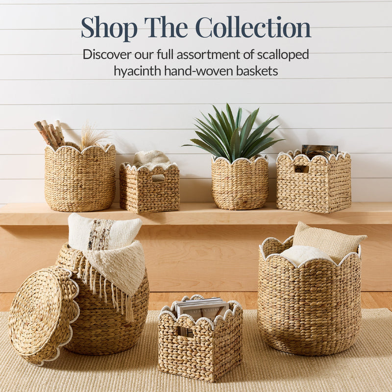 Scalloped 3PC Water Hyacinth Nesting Baskets - Kivo Store