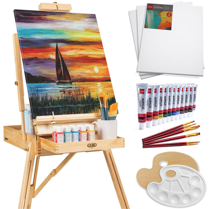 Portable Wooden French Easel w/ 33pc Beginners Kit - Kivo Store