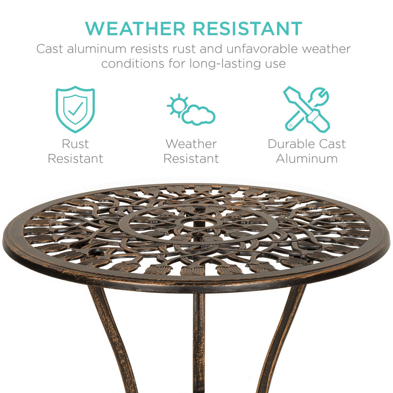 3-Piece Cast Aluminum Patio Bistro Furniture Set