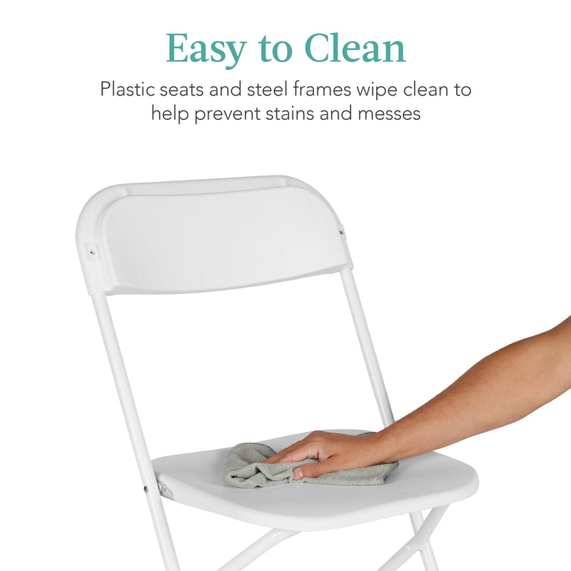 Set of 4 Folding Stacking Plastic Chairs w/ Non-Slip Feet