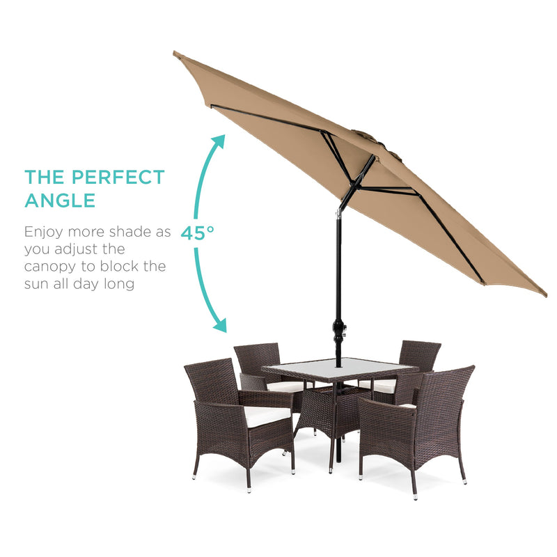 Outdoor Steel Market Patio Umbrella Decoration w/ Tilt, Crank Lift - 10ft - Kivo Store