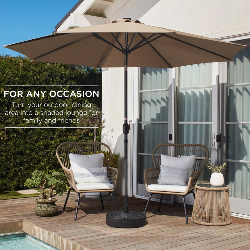 Outdoor Steel Market Patio Umbrella Decoration w/ Tilt, Crank Lift - 10ft - Kivo Store